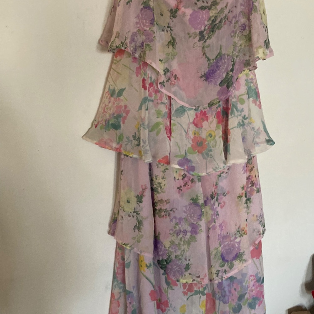 Strapless lavender floral print jumpsuit sz 10